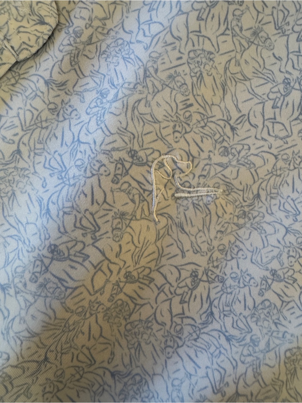 Rhoback Kentucky Derby pattern white and blue golf shirt